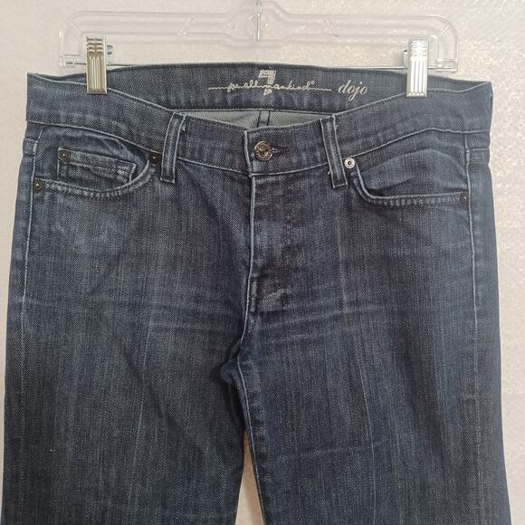 7 for all Mankind DOJO Jeans Size 29 Mercer Lattice Pockets Dark Wash Flare EUC - Picture 4 of 12